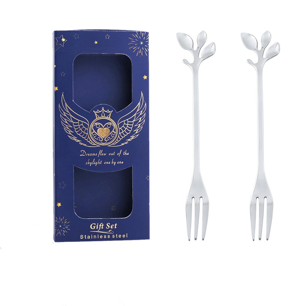 HANYANG Cutlery Set Small Spoon Gift Set Cherry Blossom Spoon Gift Set Rose Leaf Spoon Fruit Fork Gift Set
