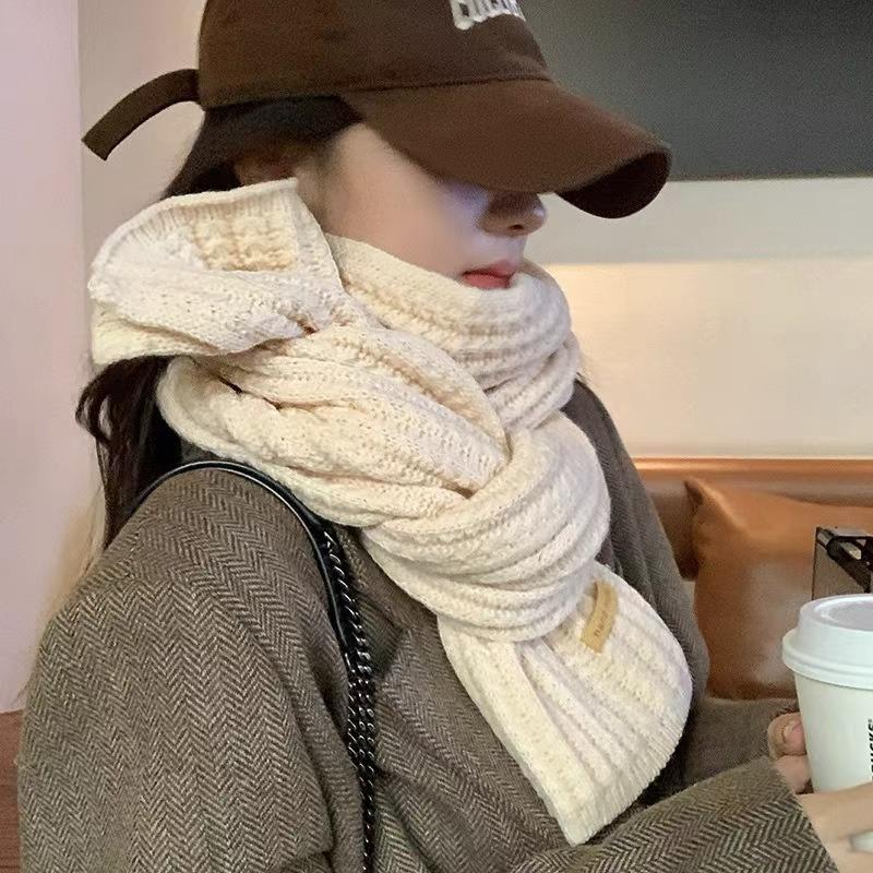 Cute puppy embroidered scarf women's autumn and winter warm versatile knitted scarf