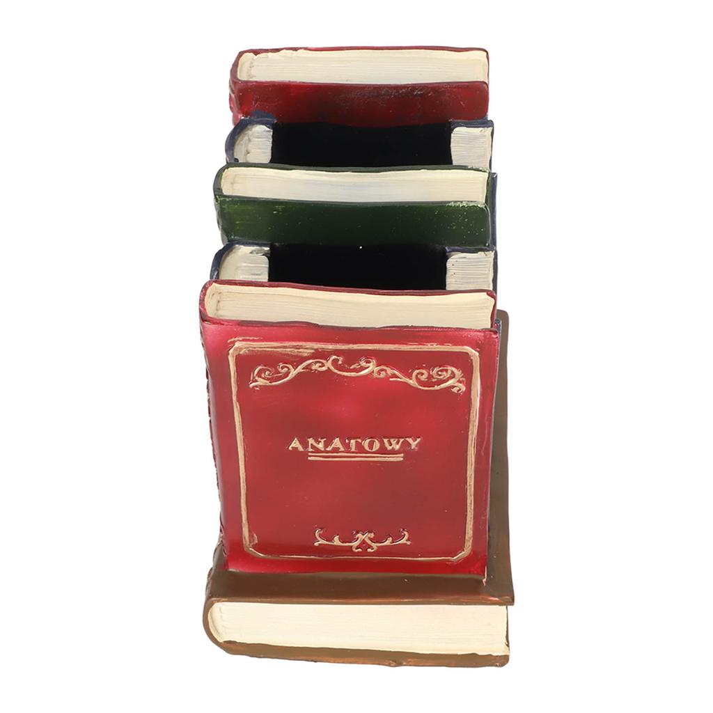 Book Shaped Pen Holder 2 Compartments Retro Style Thick Multi Purpose Desk Pen Holder for Family