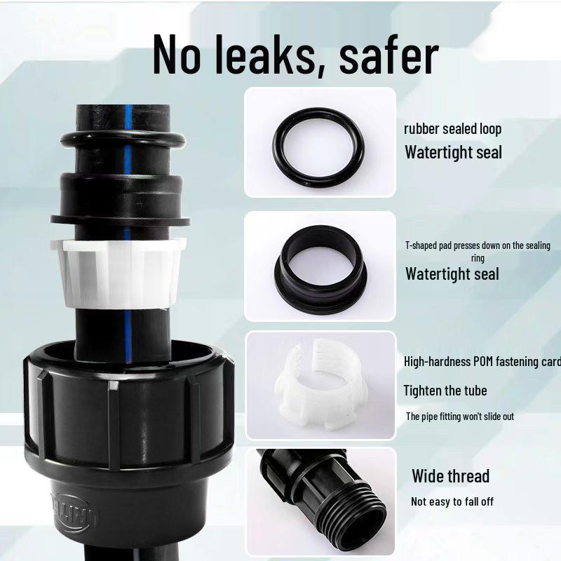Thickened Quick Connect PE Pipe Fittings for Tap Water, 4-Point & 6-Point, 25mm Internal/External Threads