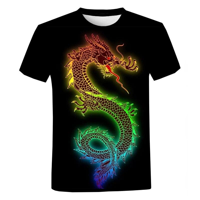 Y2K Îmbrăcăminte bărbați Dragon Totem Tricouri cu grafică Gât rotund Tricou supradimensionat Moda Harajuku Streetwear Topuri Tricouri