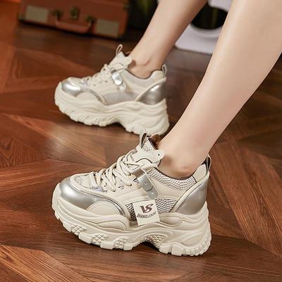 Europäische Frühjahr 2025 Damen Plateauschuhe mit dicker Sohle - höhenverstärkende, alltagstaugliche Freizeit-Sneaker