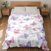 Purple Pink Butterfly Floral Art Throw Blanket - Vibrant Botanical Pattern Cozy Soft Accent for Bed Couch Dorm Holiday Gift