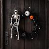 Easy Setup Wreath with Skeleton | Black Artificial Foliage, Lightweight Hanging Construction,