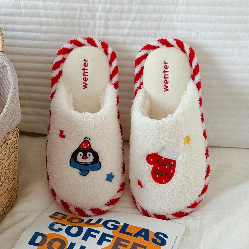 Household cotton slippers winter couple cute cartoon penguin indoor home bedroom floor mop winter