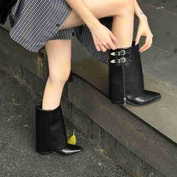 Boots Women's 2025 Spring and Autumn New Square Head High Heel Fashion Boots Pants Boots Fried Street Western Cowboy Knight Boots