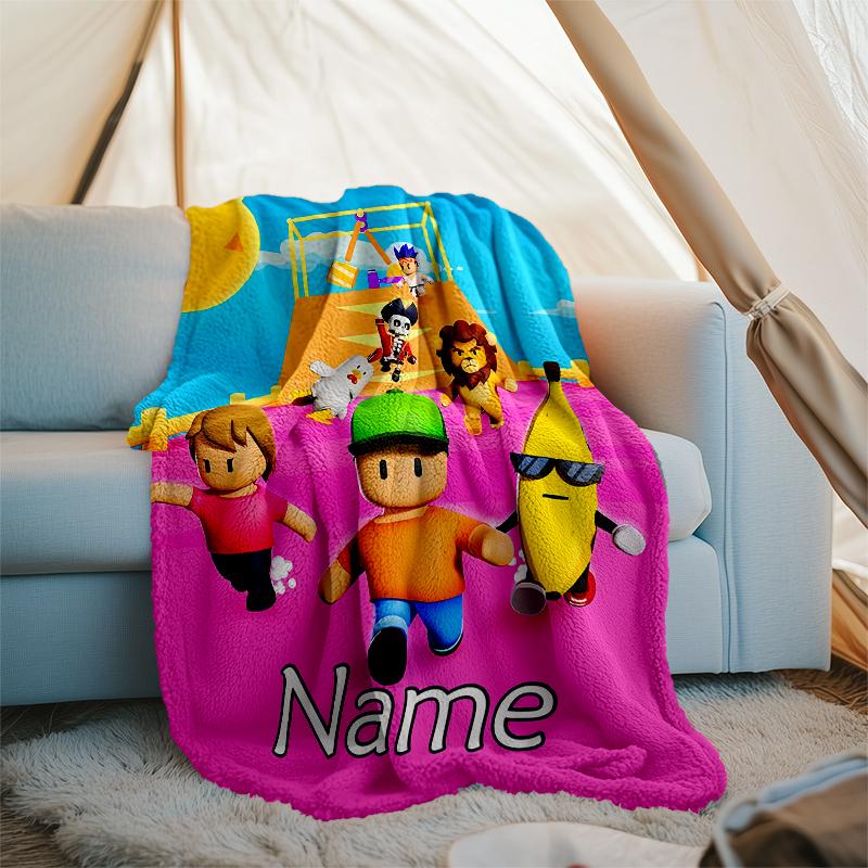 Personalized Custom Name Blanket - Stumble Guys Print Design,Blanket for Sofa,Bed,Travel,Camping - Soft and Warm, Great Gift