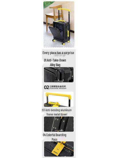 New Aluminum Frame Suitcase with Wide Handle - 20-inch Carry-On & 24-inch Trolley Case with Combination Lock for Women & Men