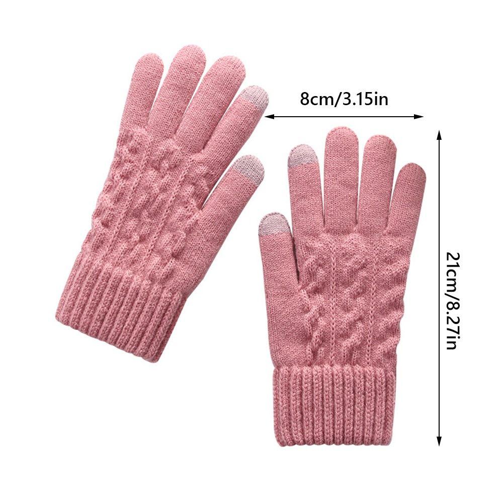 Fashion Style Thick Warm Women's Knitted Gloves Windproof Touch Screen Outdoor Gloves Keep Warm Plush Cold-proof Gloves Gifts