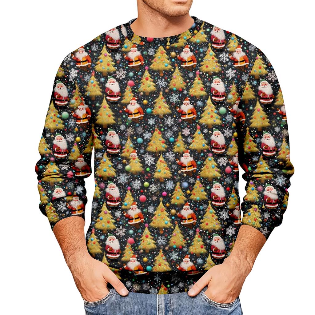 Weihnachtsdruck Lockerer Herren-Hoodie