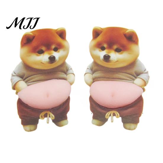 Anti-collision Sticker 1 Pair 3D Belly Dog Anxiety Stress Relief Elastic Tummy Cartoon Puppy Decal Fat Animal