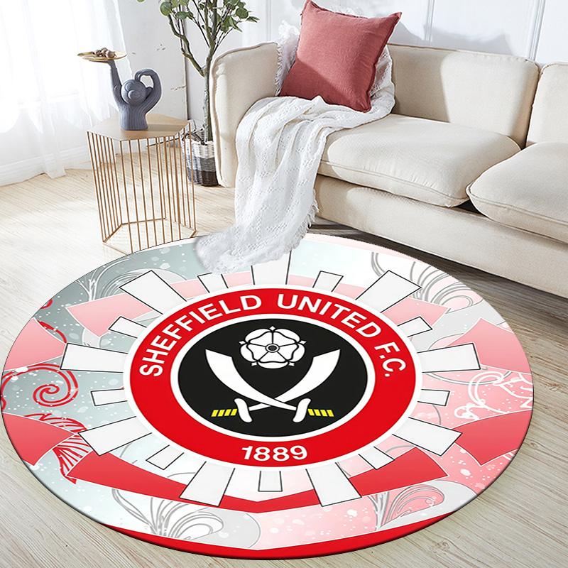 Sheffield United Football Club Round Area Rug,Carpet Rug for Living Room Bedroom Sofa Playroom Decor,Non-slip Floor Mat