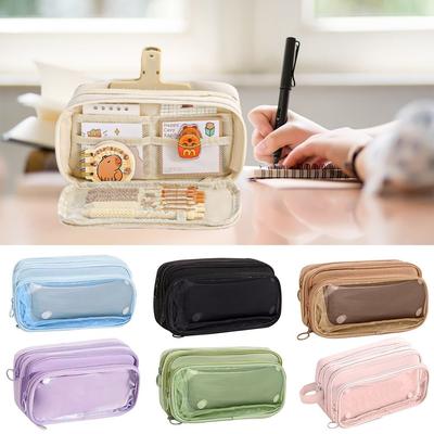 Large Capacity Transparent Pencil Case with Zipper Pencil Bag Fashion Packaging Bag  Student