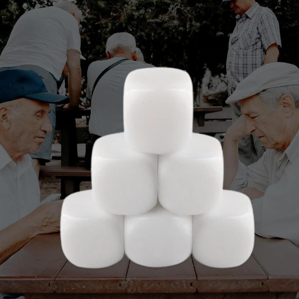 10Pcs White Dices Cube Six Sided Dices with Round Corners 16MM Acrylic Dices for Classroom Board Game Sticker