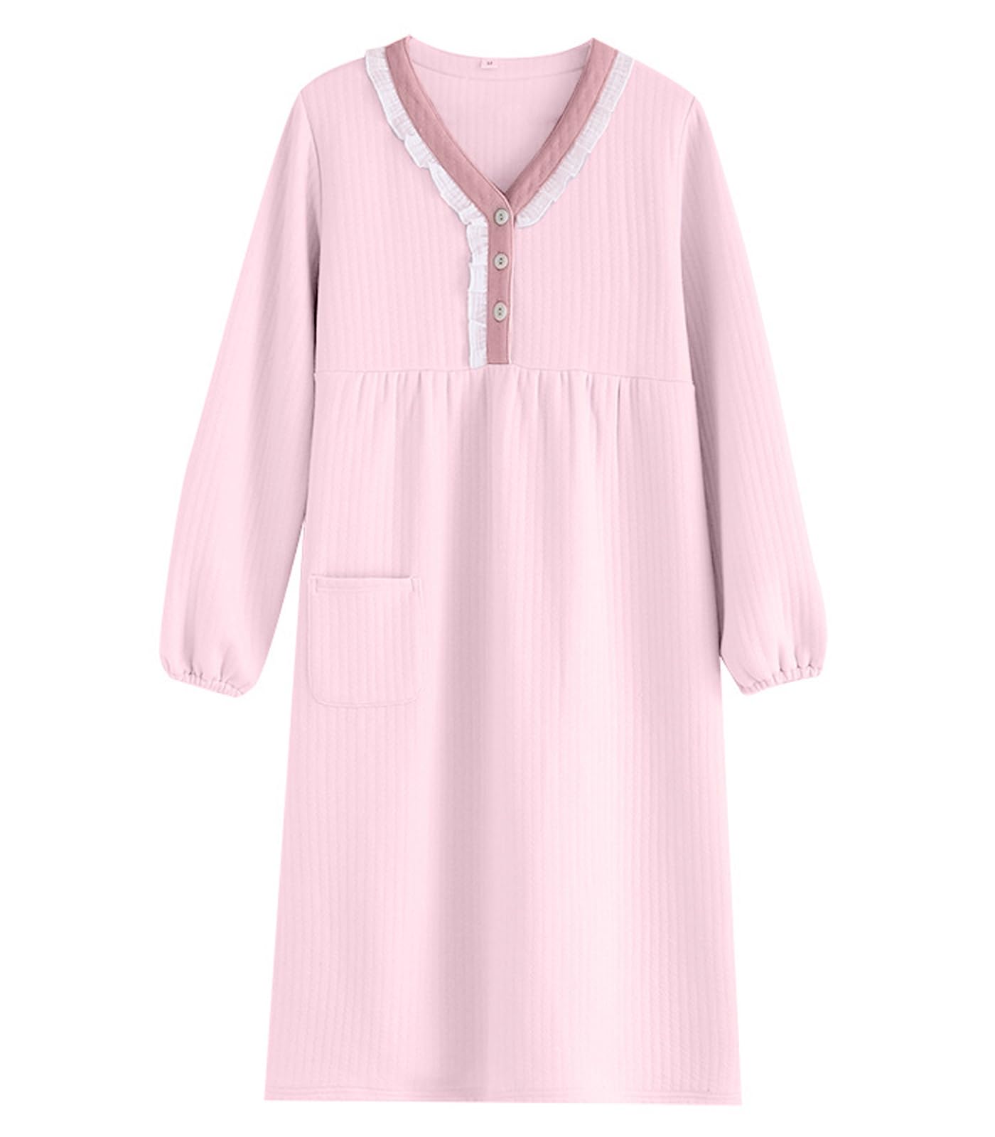 

Пижама из двойной марли, домашнее платье, длинное и элегантное, однотонное [ASHE RANGELS] Женское платье на осень/зиму, пушистое, 100% хлопок, V-образный вырез, мягкое, теплое, с рукавами,