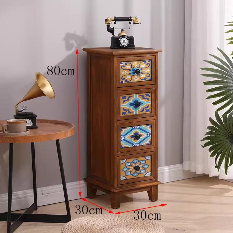 American Solid Wood Narrow Five-Drawer Sideboard and Bedside Cabinet