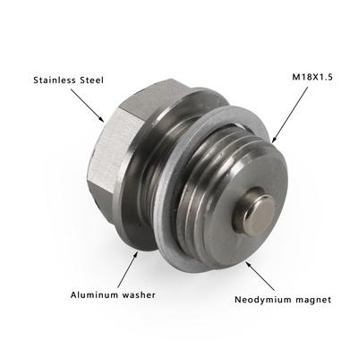 M18X1.5MM Rostfri Bil Oljeavtappningsplugg med Neodymmagnet Universell