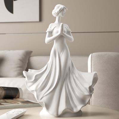 Modern Minimalist Shadow Sculpture Character Art Ornaments Resin Material White Female Figurine Study and Home Decor Crafts
