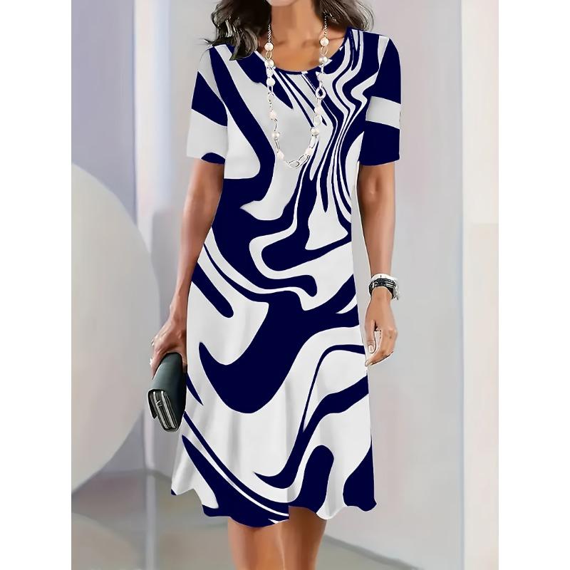 Women's Printed Short-sleeved Dress Spring and Summer Casual Short-sleeved Women's Clothing