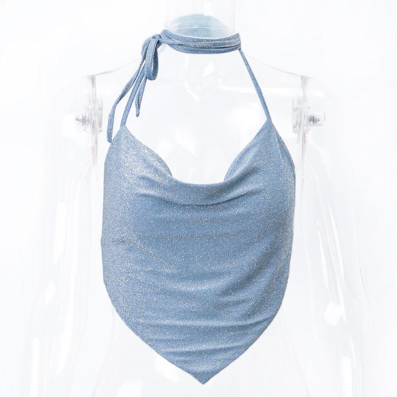 

Сексуальное клубное кружевное платье со шнуровкой, отложным воротником, плиссированное, без рукавов, халтер Blue S