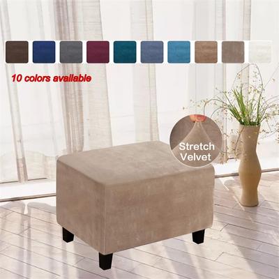 Velvet Footrest Cover Rectangle Stool Cover Relax Sofa Footstool Cover Wing Chair Ottoman Slipcovers Furniture Protector Covers