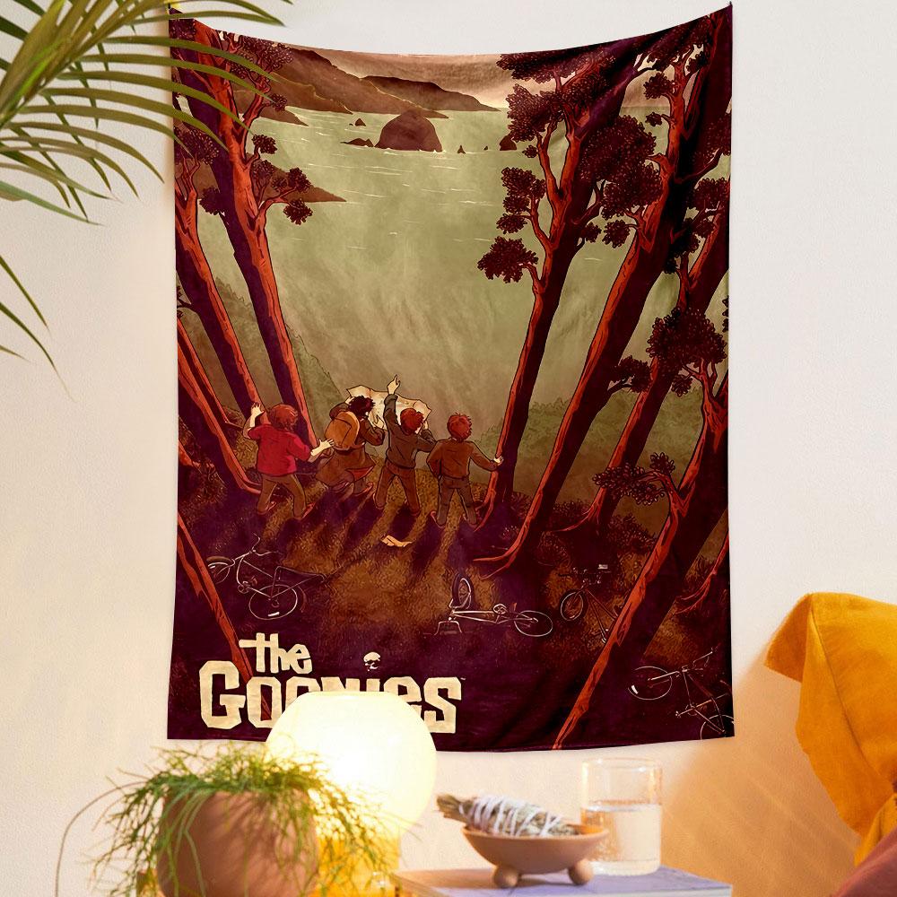 Gobeliny Ścienne Goonies, Sztuka z Filmu Przygodowego lat 80., Retro Dekoracja Ścienna dla Dzieci do Sypialni Męskiego Kącika