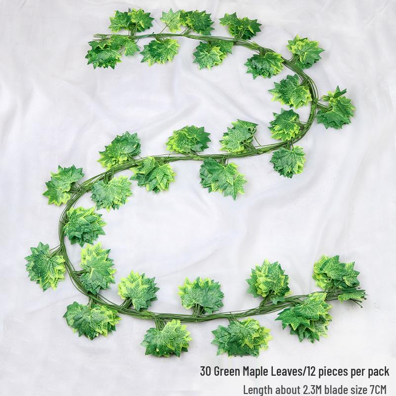 Rattan Faux Green Leaves & Vines - Decorative Plastic Flower Vines for Water Pipes & Air Conditioning Cover