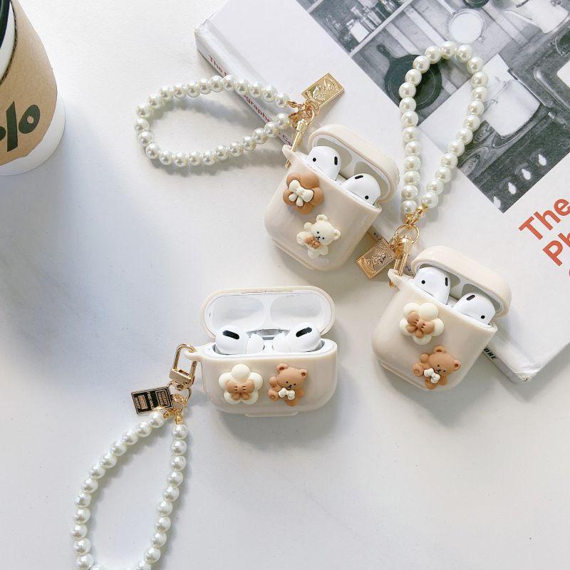 Cute Bear Graphic Pattern Earphone Clear Case For AirPods1/2 AirPods3 Airpods Pro AirPods Pro Christmas Halloween Deco