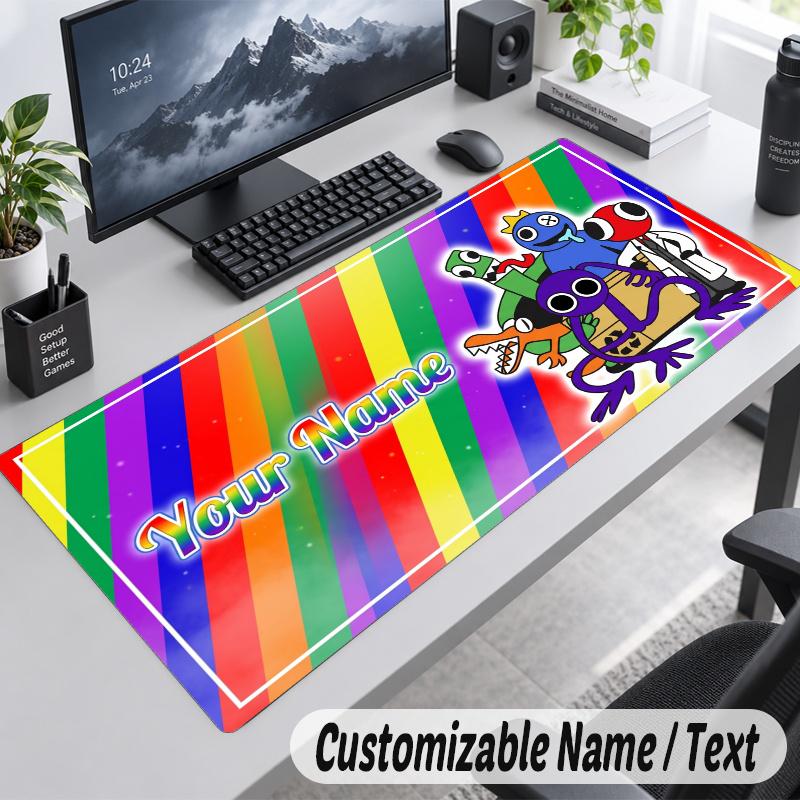 Rainbow Friends Personalized Large Mouse Pad Custom Name Text Extended Desk Mat Gaming Mousepad