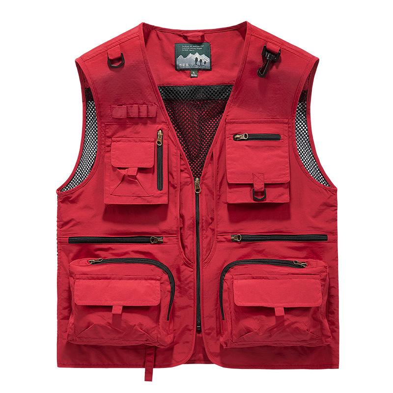 Men's Multi-Pocket Mesh Vest with Custom Logo & Embroidery for Fishing & Photography