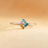 European & American Style S925 Sterling Silver Rectangular Ring with 3-6 Diamond Options