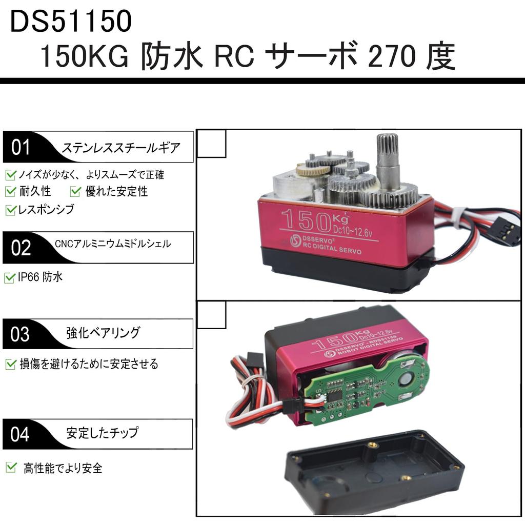 High Torque 150KG Digital RC Servo, Waterproof, Stainless Steel Gear, Large Steering Servo Motor for 15 Baja RC Car, Crawler, Buggy, Truck Guy,