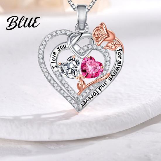 Handmade Necklace I Love You Forever Heart for Women Cubic