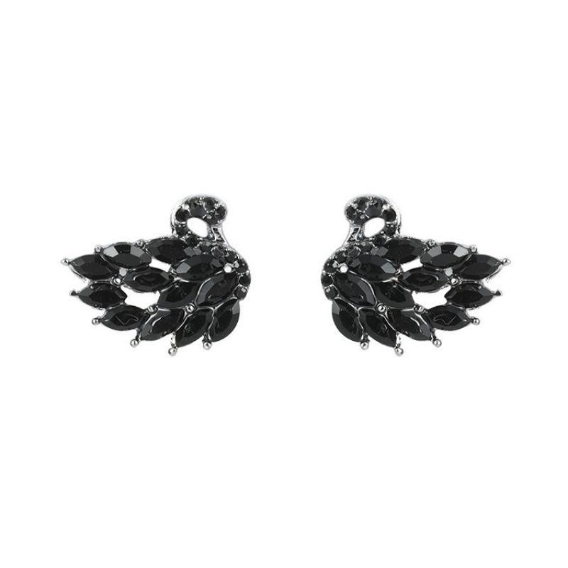 BLINGBAY New Women's Earrings Elegant Black Swan Crystal Earrings Women's Simple Versatile Personalized Alloy Earrings Modern Jewelry Gifts