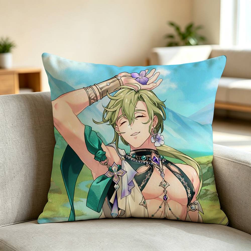 B-BL O-Olivine NU Carnival Square Double-Sided printed Pillow Case Bedroom Bedside Pillow Sofa Cushion Cover
