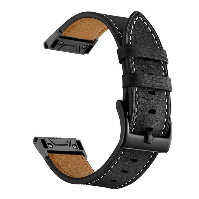 26 22mm For Garmin Fenix 7X 7 Pro 6 6X Pro 5X 5 Plus Sapphire Solar Watch Strap Bracelet Quick Release PU Leather Band Wristband