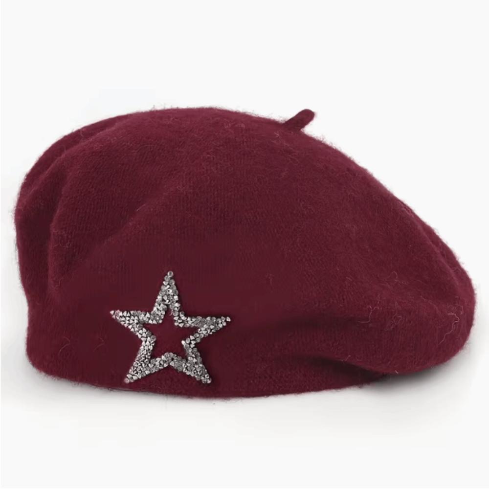 Solid Color Knitted Painter Hat Soft Beanie Cap Fashion Wool Beret Winter