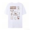 New Spring Womens Casual Round Neck Short Sleeve Coffee English Print TShirt Minimalist Design Versatile Daily Wear