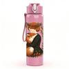 1PC Wreath Fox Couple Print 750ml Color Plastic Sports Water Bottle Leakproof Flip Straw Lid Suitable for Sports Office Home Use