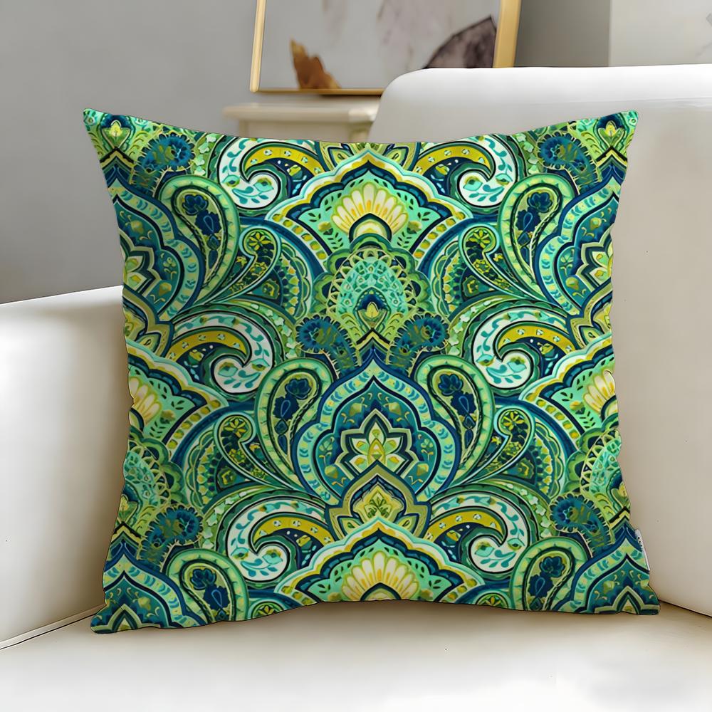 Paisley Pattern Cushion Cover Soft EasyWash Pillow Case Versatile for Couch Bed Travel and Office