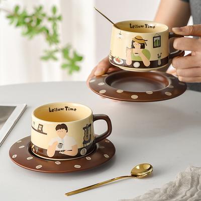 A Particularly Beautiful Coffee Cup Ceramic Latte Cup with Spoon High End and Luxurious High Quality Couple's Exquisite Afternoon Tea Cup