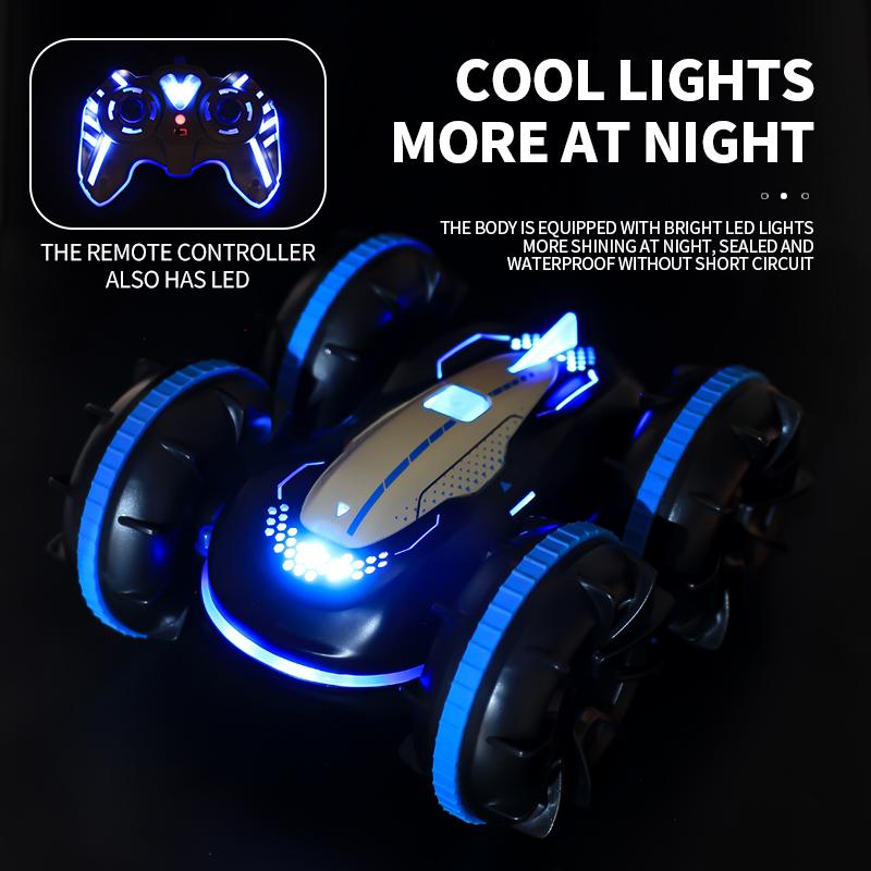 Remote Control Vehicle Amphibious RC Race Car Toy  Waterproof LED Lights Flexible Control & Wrist Remote