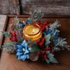 Door Wall Window Christmas Ornament Artificial Pinecone Candlestick Wreaths with Red Berries & Leaf Table Centerpiece