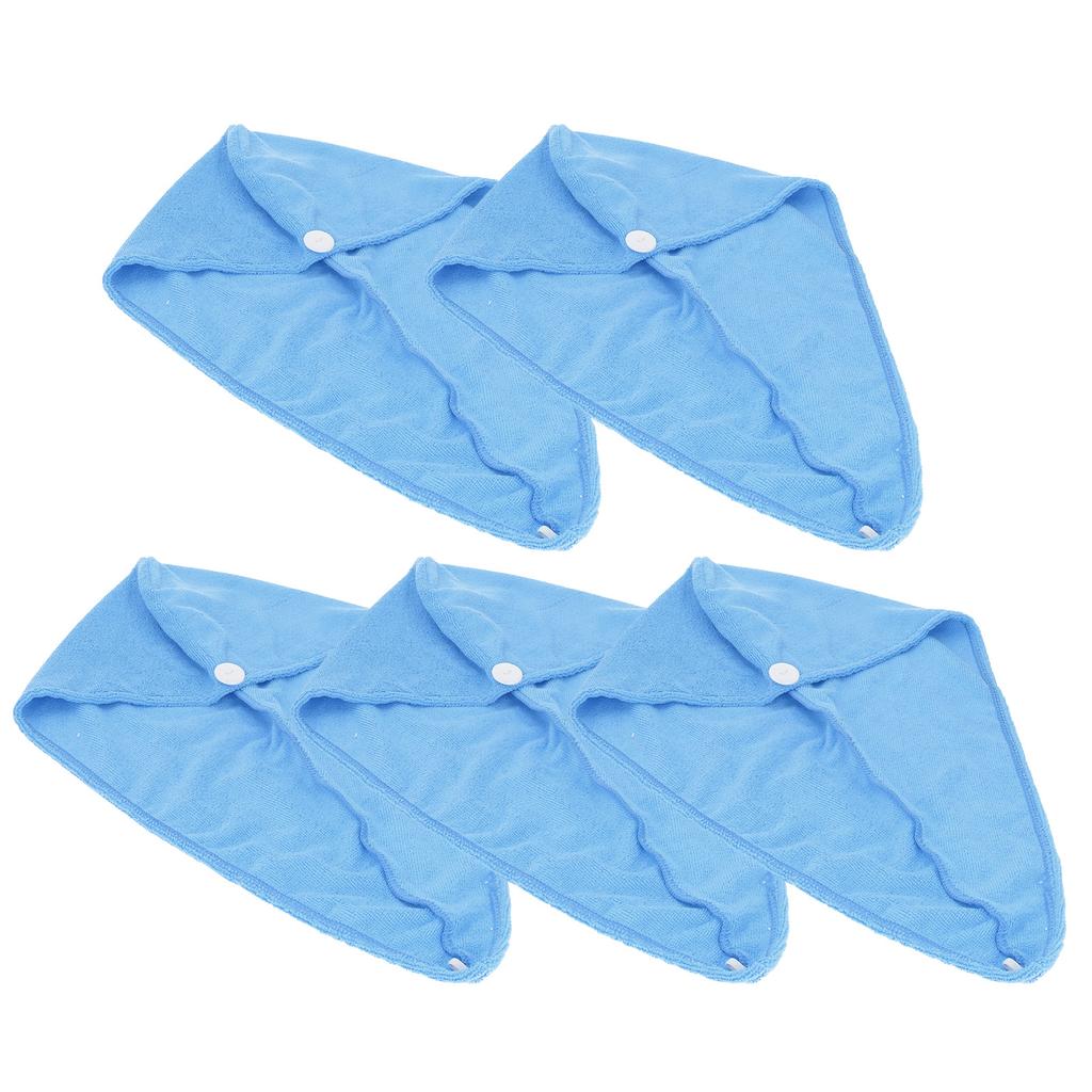 5 Stück Schnelltrocknendes Mikrofaser-Haartuch für Damen, Badezimmer, Starke Wasseraufnahme, Badetuch, Haartrockentuch, Hellblau