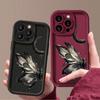 Fashion Moon Butterfly Pattern Case For iPhone 16 Pro Max 15 Plus 14 13 12 Pro 11 TPU Soft Matte Silicone Shockproof Lens Protection Phone Cover