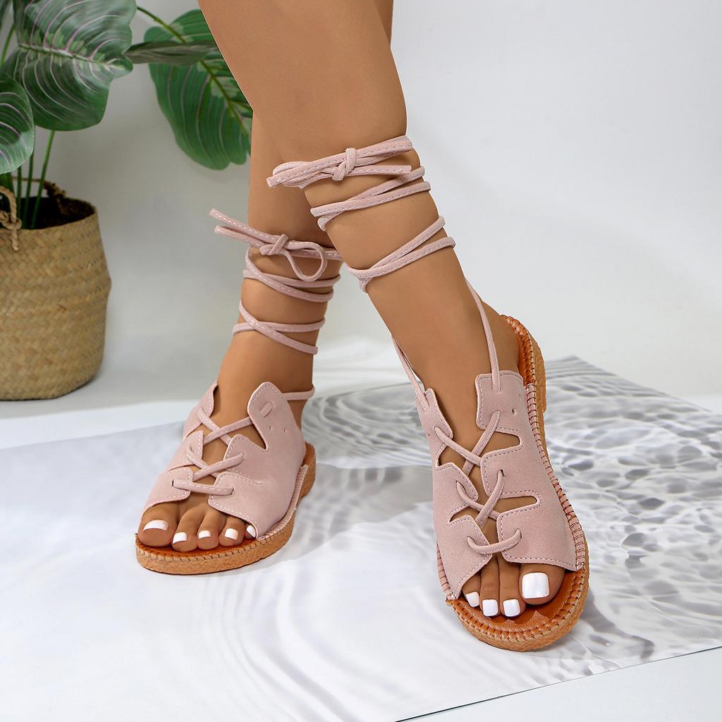 Fashion The 2025 Summer New Round Toe Ring Strappy Sandals Are Comfortable To Wear On the Outside and Are Large-sized Thick-soled Sandal
