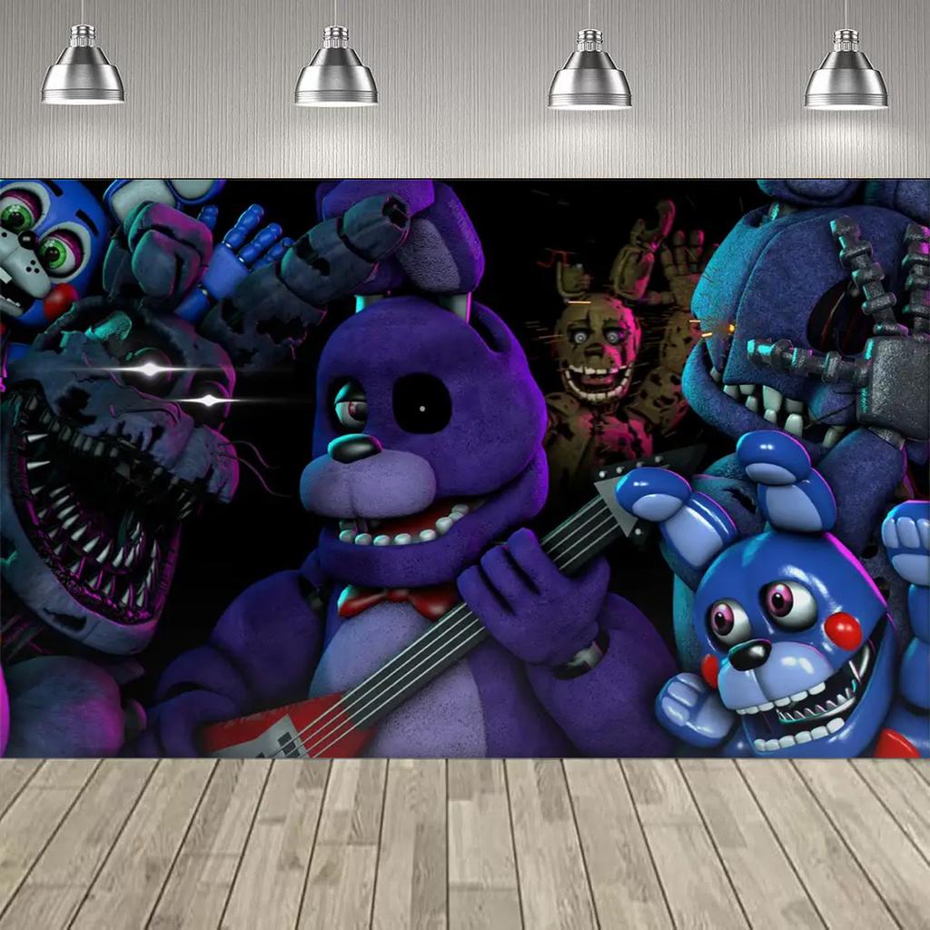Cartoon Horror Bear Party Decorationd Backdrop FiveNights Theme Birthday Party Supplies Room Decoration Banner Poster Gift142