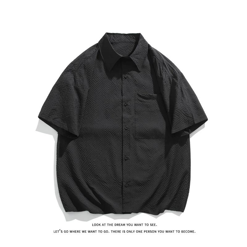 2025 Summer Men Solid Color Shirt +Shorts Men Casual Two Pieces Sets Male Short Sleeve Shirts Shorts Man Tracksuits