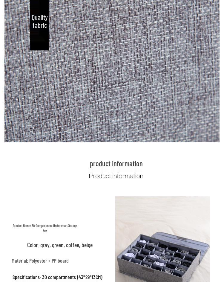 Foldable Fabric Storage Box - Dustproof Multi-Compartment Organizer for Underwear, Socks, Lingerie