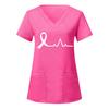 European and American Nurse Caregiver V-Neck Print Shirt with Large Pocket, Short Sleeve T-shirt for Women